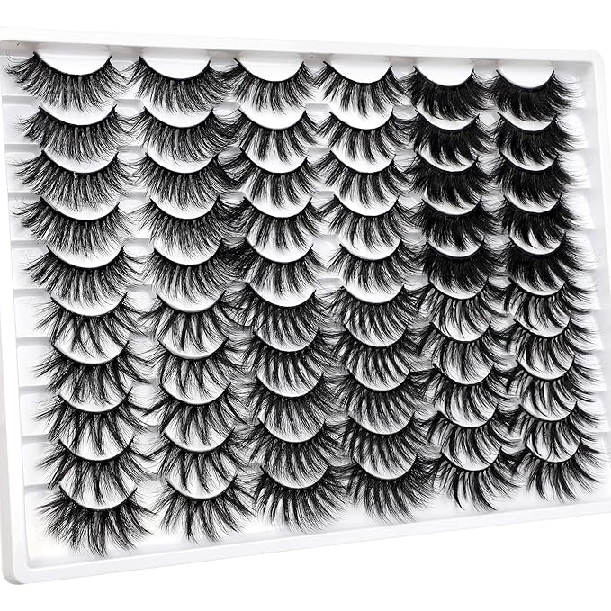 30 Pairs 20MM False Eyelashes Wholesale 6 Styles Mixed Lashes 8D Fluffier Volume Dramatic Faux Mink Eyelashes Thick Full Strip Lashes Pack