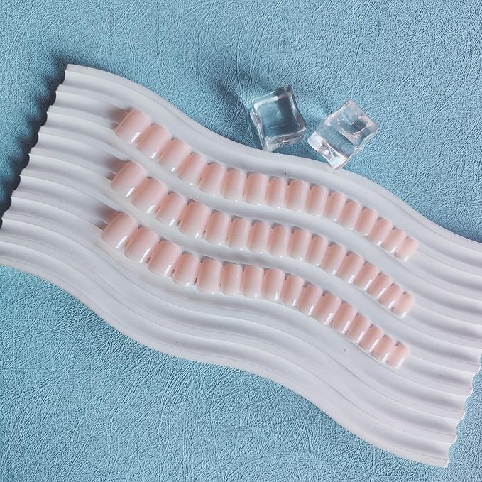 48pcs Nude Press-on Nails, Glue-on Nails - Short, Square, Extra Short, Acrylic, Natural, Handsmade Thick False Nails for Women
