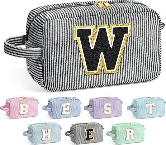 YOOLIFE Travel Monogram Initial Makeup Bags - Cosmetic Toiletry Bag Pouch Makeup Case for Mom, Best Friend, Teacher - Birthday Gifts