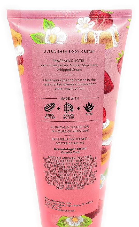 Bath and Body Works Strawberry Pound Cake Body Cream 8 Ounce Full Size