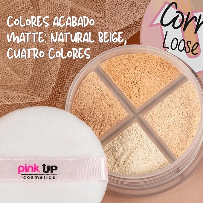 Pink Up | Corrective Loose Powder for Face | Mattifies and brightens without drying | Evens skin tone for all complexions | Baking Powder | Setting Powder | Warm | 8g | Model PKPT302
