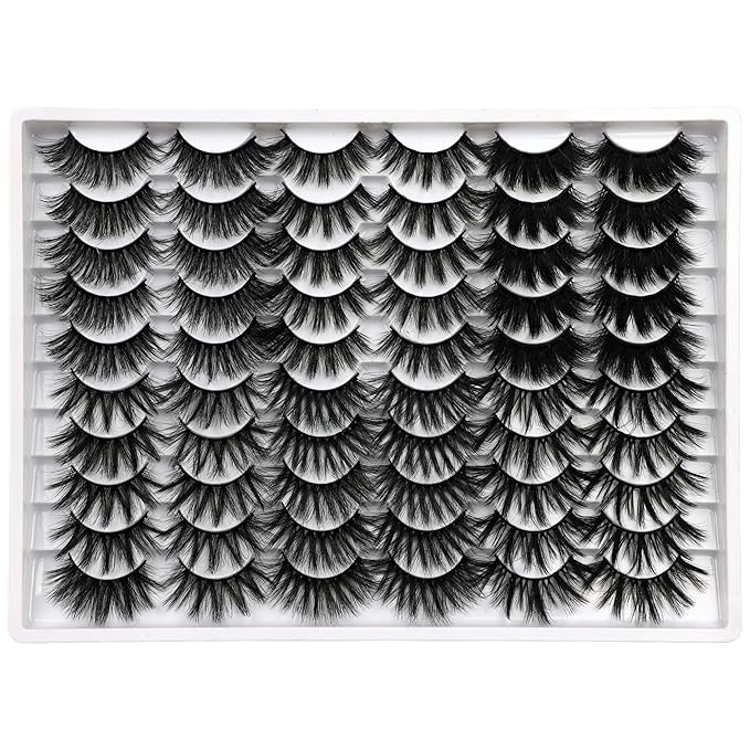 30 Pairs 20MM False Eyelashes Wholesale 6 Styles Mixed Lashes 8D Fluffier Volume Dramatic Faux Mink Eyelashes Thick Full Strip Lashes Pack