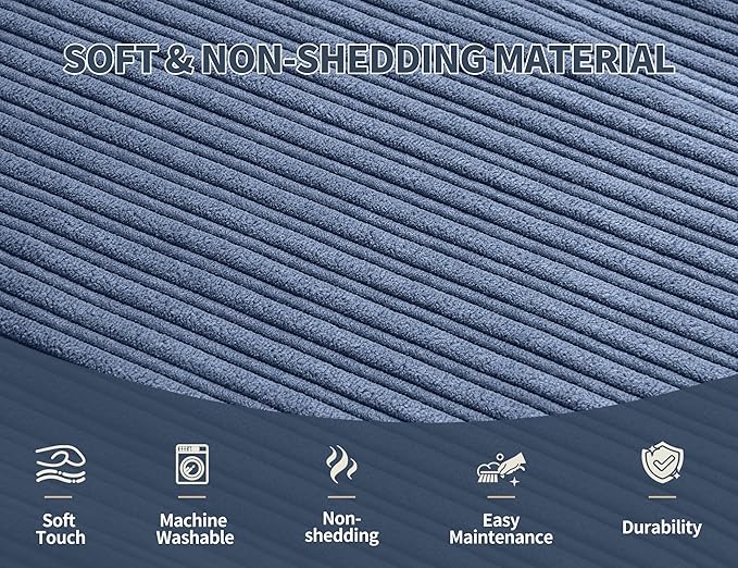 Pouf Ottoman Foot Stools Ottoman with Foam Small Corduroy Ottomans for Living Room Ottomans Pouf 20x15 Floor Poufs Foot Rest for Office Chair Blue Foot Stool Small