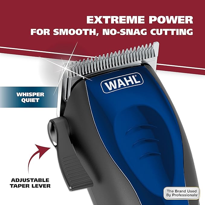 Wahl USA Self Cut Compact Corded Clipper Personal Haircutting Kit with Adjustable Taper Lever, and 12 Hair Clipper Guards for Clipping, Trimming & Personal Grooming – Model 79467
