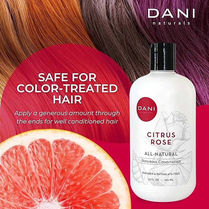 DANI Naturals Conditioner – Citrus Rose, Detoxifying & Clarifying, Lightweight Hydration for Oily, Thick & Curly Hair, Color-Safe & Vegan, 12 oz