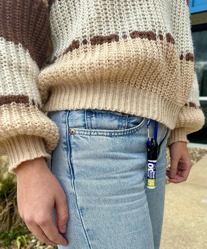 Eco Lips Broad Spectrum SPF Sun Protection Lip Balm 3-Pack with Carabiner Eco Clip (Berry, Vanilla, Mint) With Cocoa Butter & Aloe to Moisturize Lips | Made in USA