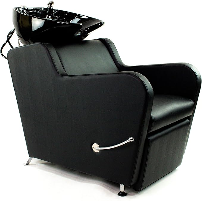 Stanley Shampoo Backwash Unit w/Shampoo Bowl, Sink & Faucet for Beauty Spa Barber Shop, Professional Hair Salon Equipment, Black