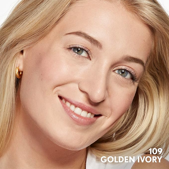 COVERGIRL Clean Invisible Foundation Makeup, Dewy & Glowy Natural Finish, Buildable Coverage, Skin-Like Smooth Look, Vegan, Golden Ivory, 1oz