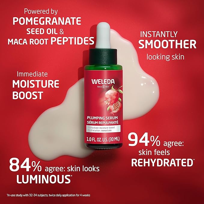 Weleda Face Care Plumping Serum, Plant Rich Serum with Peptides from Pomegranate and Maca Root