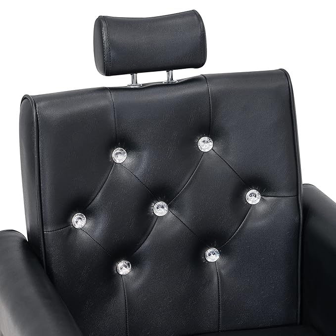 BarberPub Classic Hydraulic Recliner Barber Chair Antique Hair Spa Salon Styling Beauty Equipment 3123 (Black)