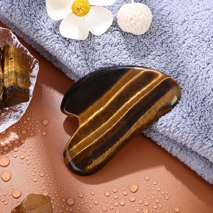 rosenice Gua Sha Facial Tools Gua Sha Jade Stone for Face Skincare Facial Body Tensions Reduce Puffiness Yellow