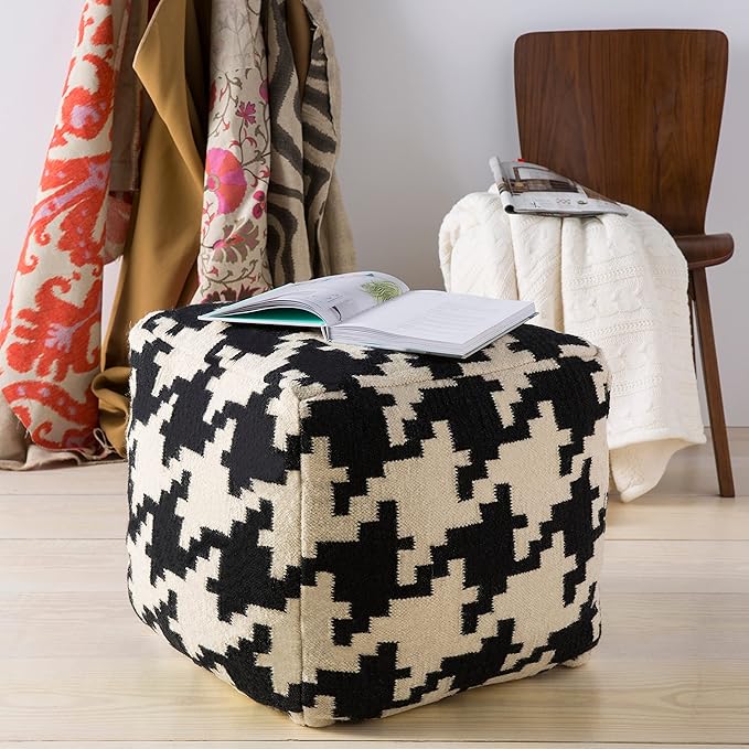 Mark&Day Pouf Ottoman, Grobebersdorf Modern Black Cube Pouf Foot Rest for Living Room, Bedroom and Boho Home Decor (18"x18"x18")