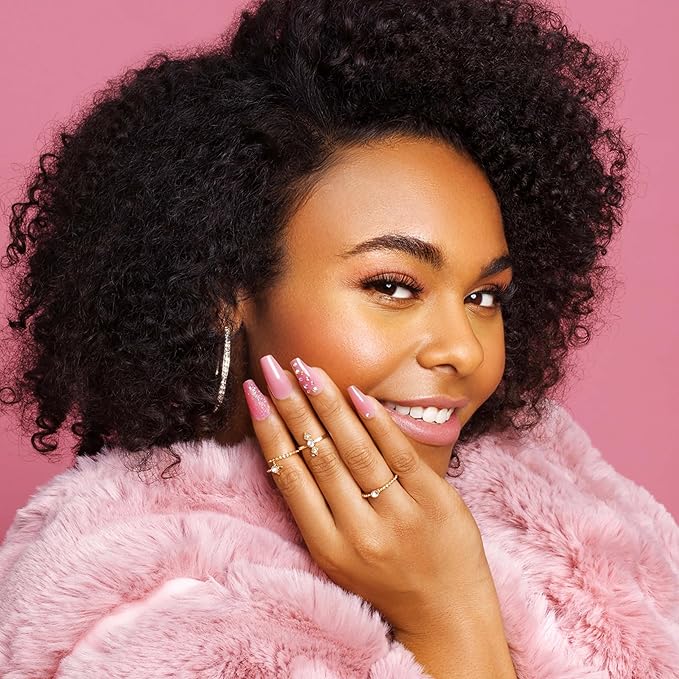 KISS Jelly Fantasy On-Trend Translucent Nails, Long Sculpted Glue-On Fake Nails Kit, Style “Be Jelly”, with Pink Gel Nail Glue, Mini Nail File, Manicure Stick, & 28 Glue On Nails