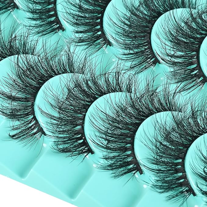 False Lashes Fluffy Eyelashes Wispy Mink Strip Eyelash 10 Pair Short Natural Lash Pack Soft Pestañas Set Natural Look (Wispy Lash | 8-17mm)