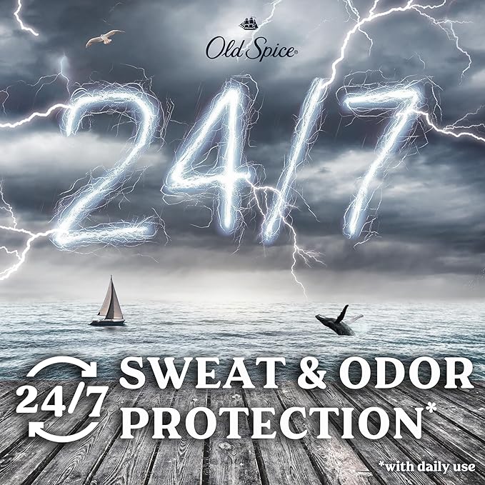 Old Spice Dry Feel Antiperspirant Deodorant for Men, 24/7 Long Lasting Freshness, 24/7 Lasting Sweat & Odor Protection, Gentle on Skin with Skin Conditioners, Thunder Rain + Electric LilyScent, 2.6 oz