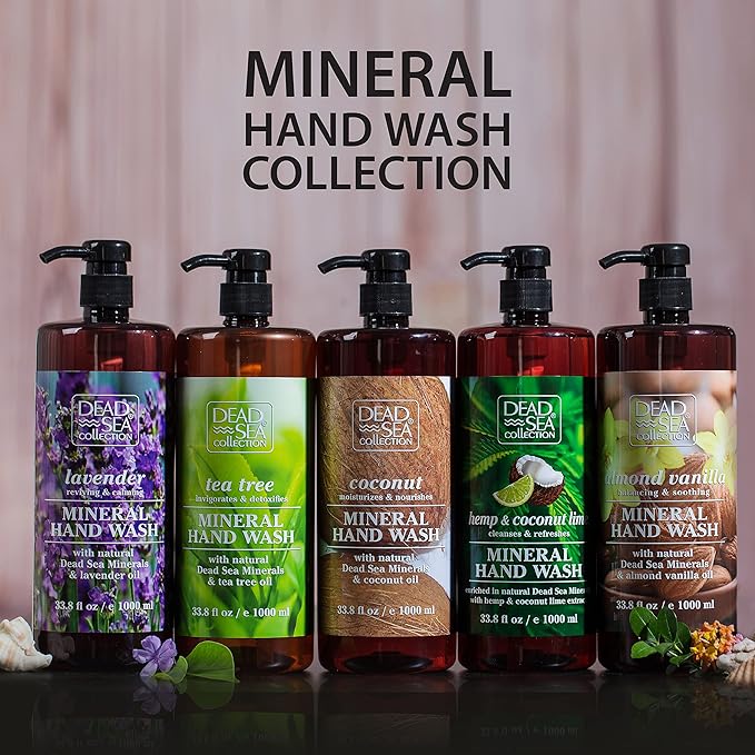 Dead Sea Collection Hand Soap Pump Coconut - Hand Wash Liquid with Dead Sea Minerals and Coconut Oil - All Skin Types Moisturizing & Nourishing - Pack of 2 (33.8 Fl Oz Each) - 67.6 Fl Oz