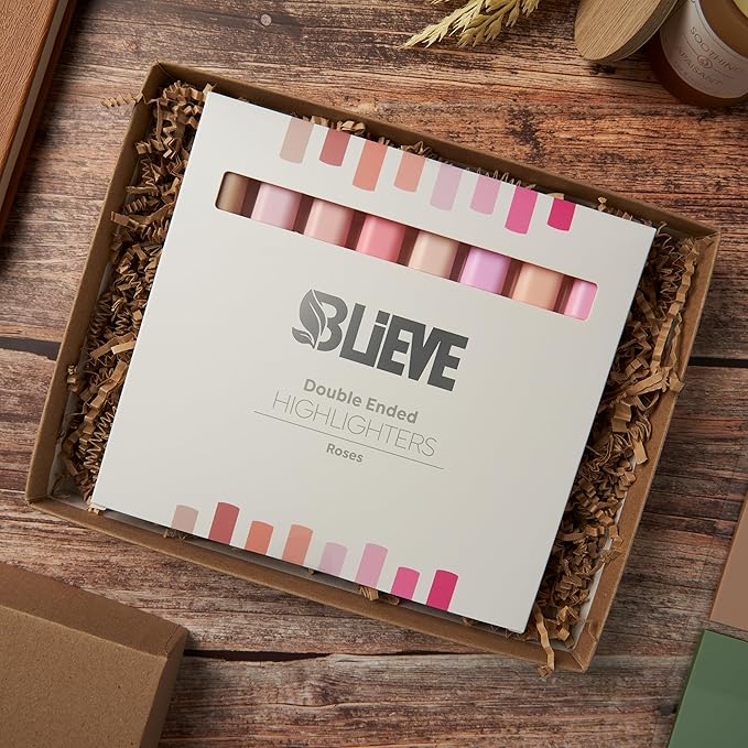 BLIEVE- Aesthetic Bible Highlighters No Bleed Through Assorted Colors, Cute Highlighter Dual Tip For Journaling Supplies And School Accessories, Bible Highlighters And Pens No Bleed (ROSES)