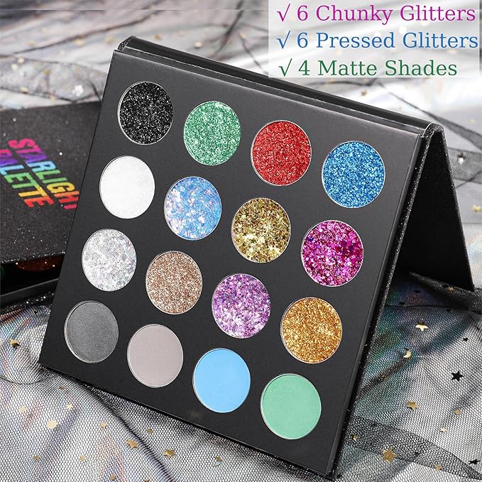 UCANBE Glitter Eyeshadow Makeup Palette - 12 Face