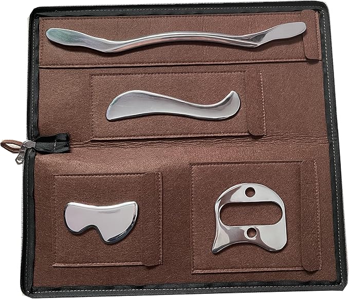 Gua sha Tool Stainless Steel gua sha-Set 4pcs -iastm Tool Gussha Massage Tool Muscle Scraping Tool for Soft Tissue Therapy and Reduce Arms,Back, Legs, Shoulder Muscle Pain(H1)…