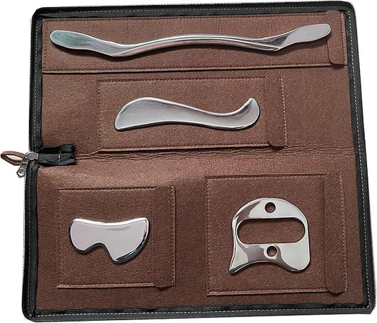 Gua sha Tool Stainless Steel gua sha-Set 4pcs -iastm Tool Gussha Massage Tool Muscle Scraping Tool for Soft Tissue Therapy and Reduce Arms,Back, Legs, Shoulder Muscle Pain(H1)…