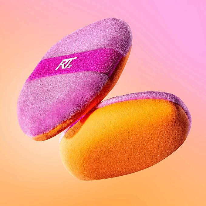 Real Techniques Miracle 2-In-1 Powder Puff, Dual-Sided, Full-Size Makeup Blending Puff, Reversible Elastic Band, Precision Tip Makeup Sponge & Powder Puff, For Liquid, Cream & Powder, 1 Count