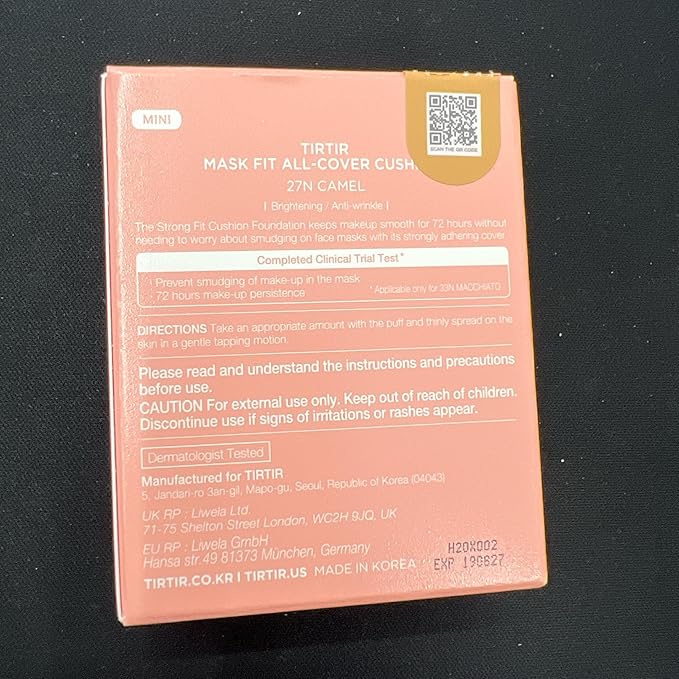 [*Mini Size*] TIRTIR All Cover Pink Cushion | Korean Cushion Foundation, (#27N Camel, 0.15 Fl Oz)