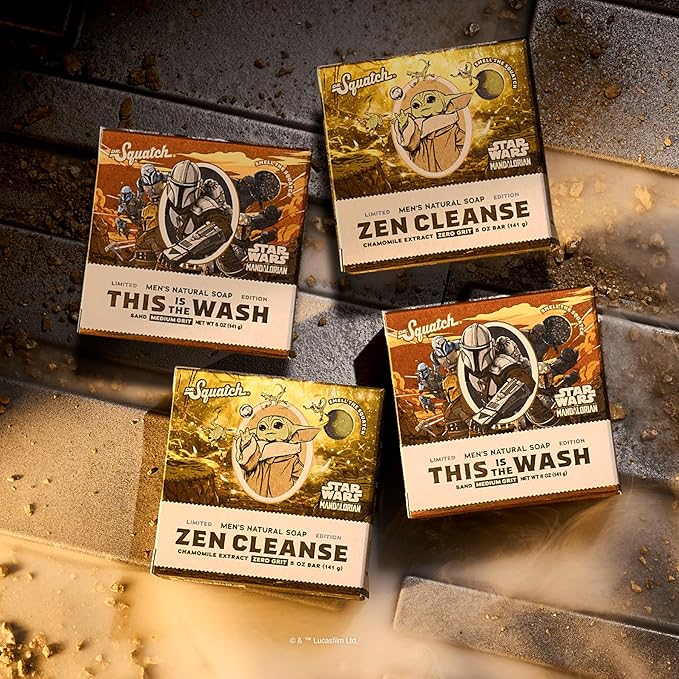 Dr. Squatch The Mandalorian Collection - Natural 4 Soap Gift Set - Cold Process Soap with No Harsh Chemicals - Smell like Mando Musk and Precious Bounty - This is the Wash, Zen Cleanse