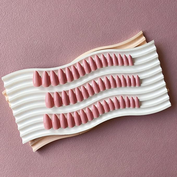 XCREANDO 48 PCS Dark Pink Press On Nails Almond Shaped, Acrylic Nails Glue on Nails Medium,Medium Length Stick on Nails Press ons,48 Almond Nails Fake Gel Nails,False Nails for Women in 48 PCS