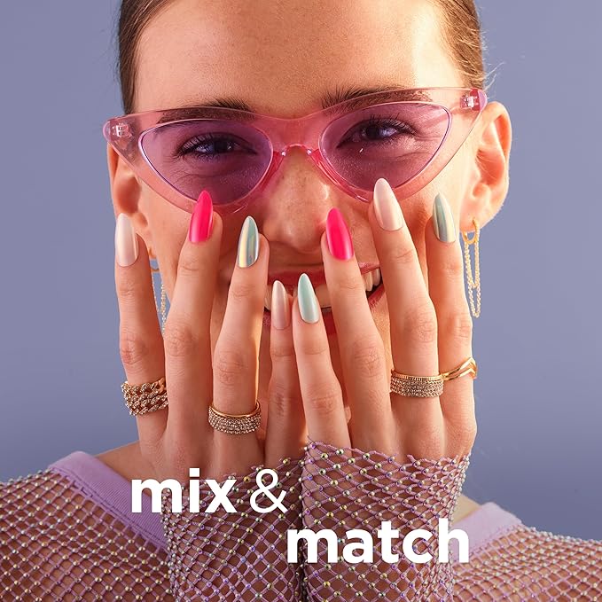 Sally Hansen Salon Effects Perfect Press-On Nails | Square Shape | Easy to Apply, Non-Damaging | 30 Nails, Nail Glue, Adhesive Tabs, File | Don't Be Jewel