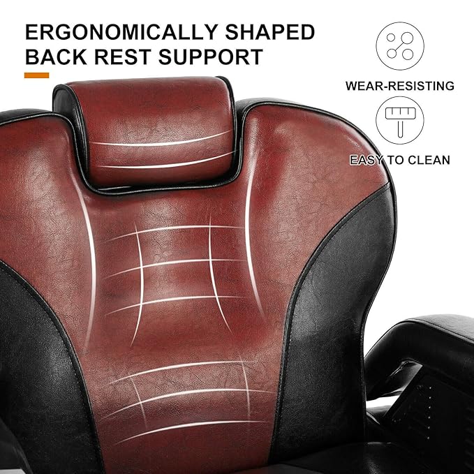 Artist hand Barber Chair Hydraulic Reclining Barber Chairs Heavy Duty Salon Chair for Hair Stylist Tattoo Chair Salon Equipment (Red,Black)