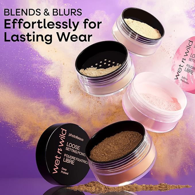 wet n wild Photo Focus Loose Baking Setting Powder, Highlighter Makeup, Suitable for All Skin Tones - Off-White Translucent