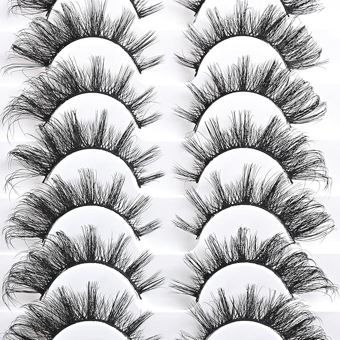 FARRED Fox Eye Lashes Natural False Eyelashes Wispy Mink Cat Eye Lash Fluffy Wispies Eyelash Natural Look 10 Pairs Fake Lashes Pack Volume Lash Strips Pestañas (Z08|8-16MM)