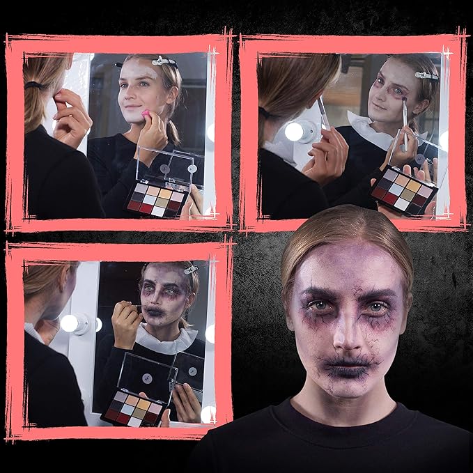 12-Color Death FX Cream Palette, Professional Quick Drying Waterproof SFX Makeup for the Stage, Film, Costumes, Cosplay, Halloween