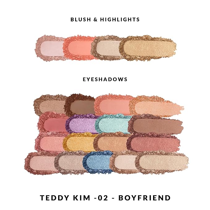 KimChi Chic Teddy Kim Palette - 17 Playful Eyeshadows, 2 Blushes, 2 Highlighters, Cruelty Free Makeup Palette, Boyfriend Mint 1.09 oz