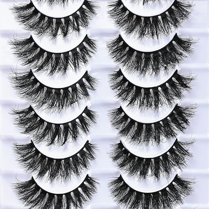 FARRED Mink Lashes Short Fluffy Eyelashes Wispy Natural Eyelash Pack Full Volume Lash Strips 10 Pairs Wispies Fake Strip Lashes Natural Look False Eye Lash Russian Looking for Everyday Makeup (Z03)