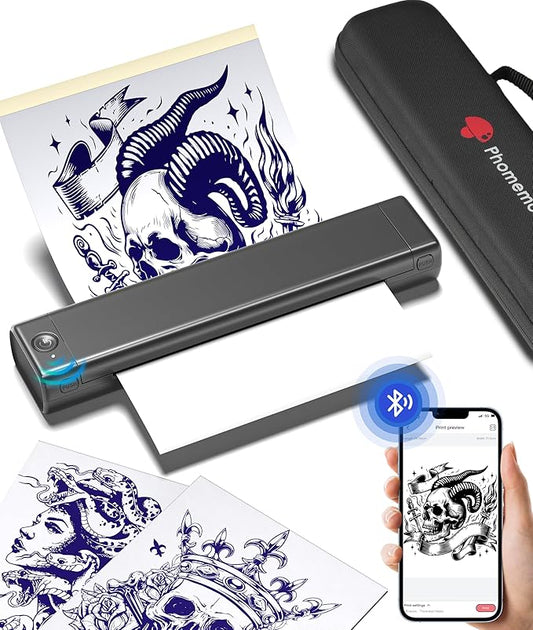 Phomemo Bluetooth Tattoo Stencil Printer, Thermal Tattoo Transfer Machine for Artists & Beginners, Compatible with Phone & PC, with Storage Case & 10Pcs Free Transfer Paper, Grey