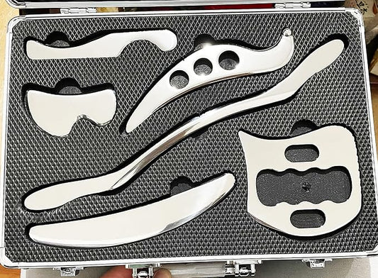 Gua sha Set, IASTM Tool Gua Sha Stainless Steel Muscle Scraper Set of 6 Picese for Soft Tissue Therapy and Reduce Arms,Legs,Back, Shoulder Muscle Pain(6C pcs)…