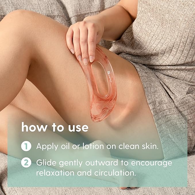 Large Body Gua Sha Tool for Lymphatic Drainage, Cellulite, Sculpting and Sore Muscles, Grip-Friendly Massager with Smooth Resin & Ergonomic Design for Jawline, Neck, Thighs and Stomach by M3 Naturals