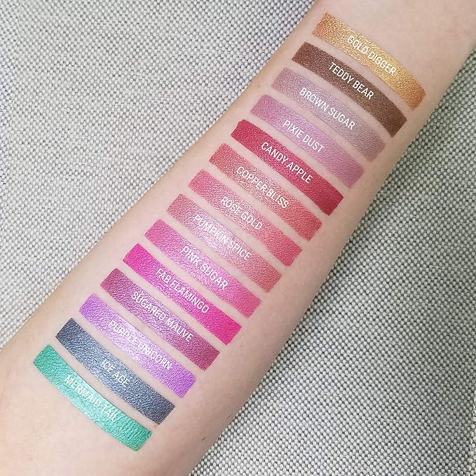 Aromi Dark Red Metallic Liquid Lipstick | Ruby Maroon Lip Color with Shimmery Finish, Vegan, Cruelty-free, Holiday Makeup, Long-Lasting (Candy Apple)