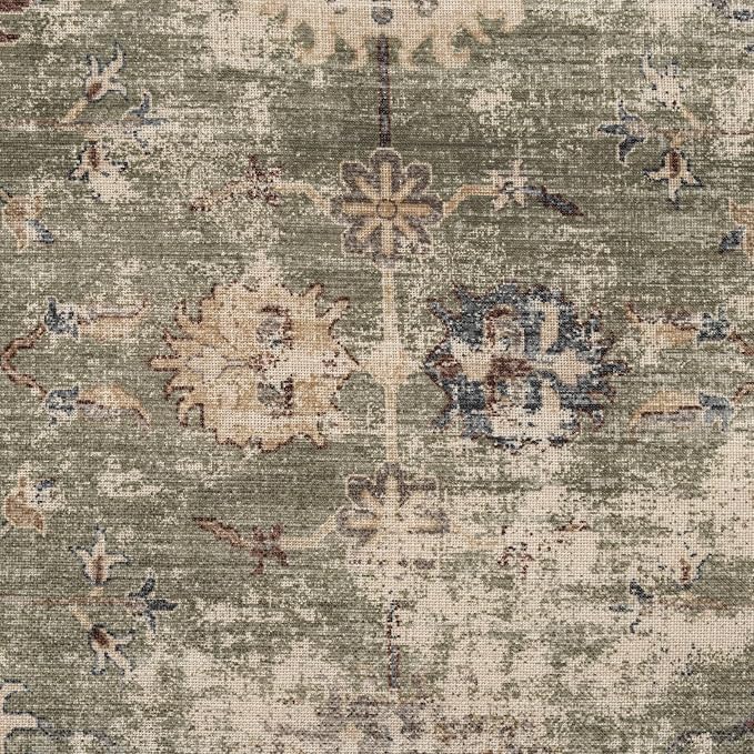 LR Home Grace Vintage Floral Sage Green Square Indoor Medium Pouf Ottoman | Power-Loomed Polyester Pouf Footrest for Bedroom & Living Room Decor | 18 x 18 x 18 Stuffed Ottoman for Seating