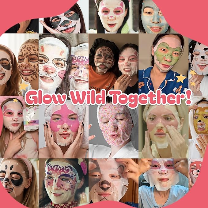 Epielle Character Face Mask Fuzzy Friends 12 Pack, Fun & Effective Korean Skin Care, Spa Party Favors, Stocking Stuffers, Birthday Gifts for Women, Thanksgiving Essentials