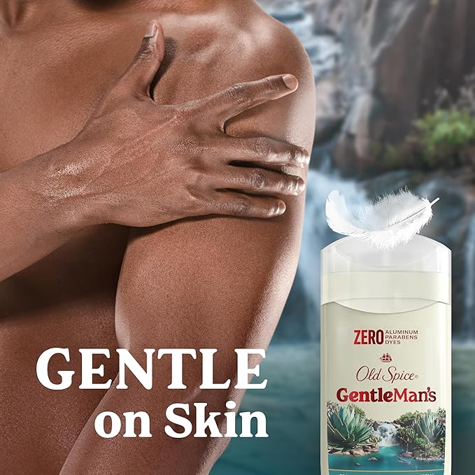 Old Spice GentleMan's Aluminum Free Dry Feel Deodorant for Men, 24/7 Lasting Freshness, Gentle on Skin with Skin Conditioners, Blue Agave + Fresh Waterfall Scent, 3.0 oz (Pack of 3)