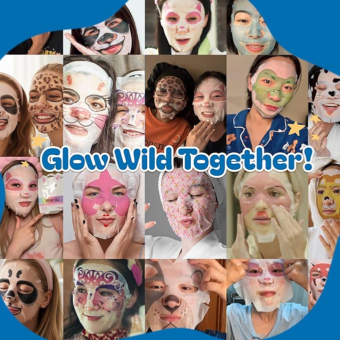 Epielle Character Face Mask Wave & Wild 6 Pack, Fun & Effective Korean Skin Care, Spa Party Favors, Stocking Stuffers, Birthday Gifts for Women, Thanksgiving Essentials