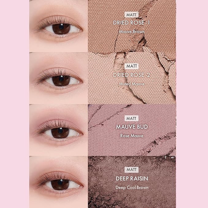 Amuse SEOUL Eye Color Palette 02 COOL ROSE | rose tones | Soft shading, makeup variety of textures, sensuous, vibrant layering, cruelty-free, eco-friendly, vegan