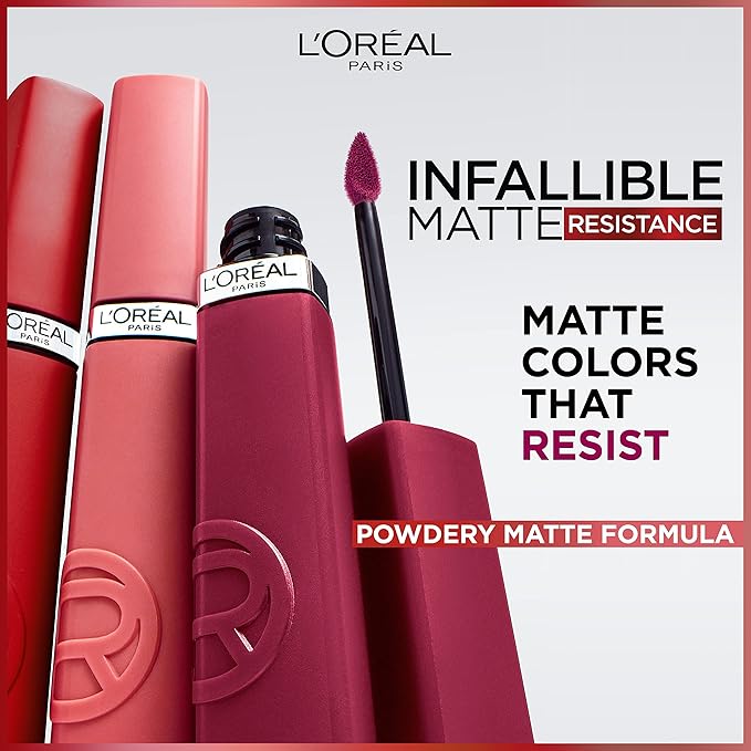 L'Oreal Paris Infallible Matte Resistance Liquid Lipstick, up to 16 Hour Wear, Rose Heat 630, 0.16 Fl Oz