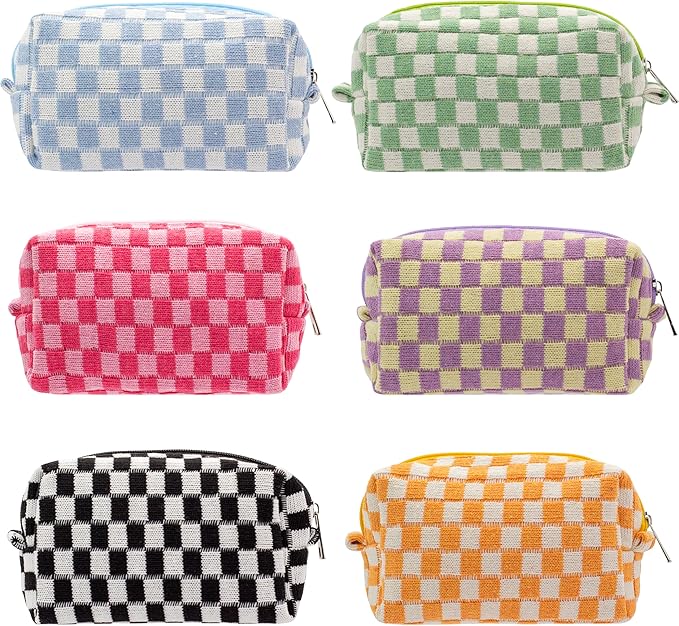 Pazimiik checkered makeup bag for