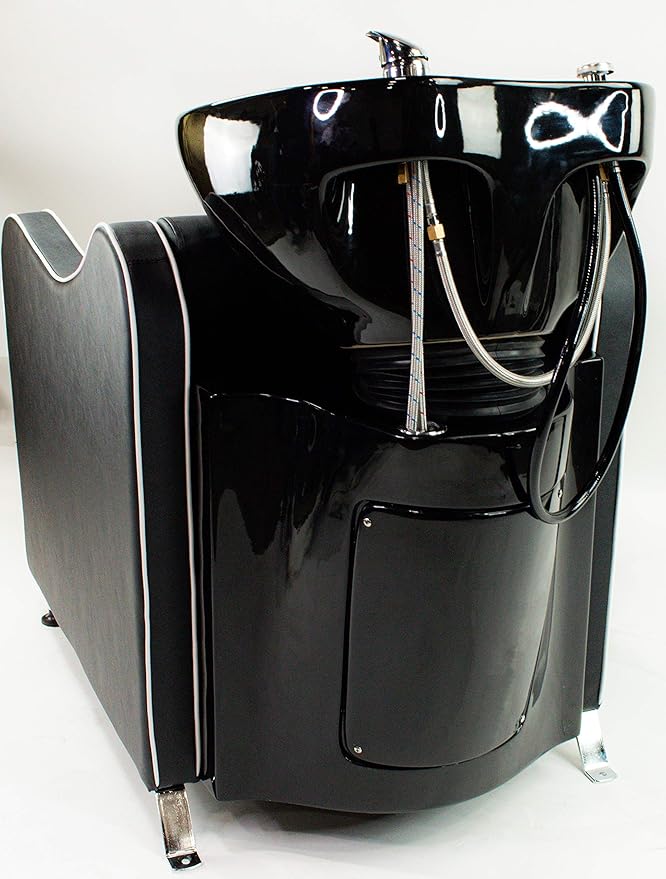 Stanley Shampoo Backwash Unit w/Shampoo Bowl, Sink & Faucet for Beauty Spa Barber Shop, Professional Hair Salon Equipment, White