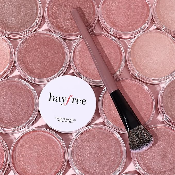 bayfree Multi Cream Blush & Blush Brush Set, Korean Makeup Blush for Cheeks, Multi-Use Face Balm, Lightweight & Hydrating, Blendable Color, Non-Greasy, Soft Bristles for Radiant Finish (Pink Camellia)