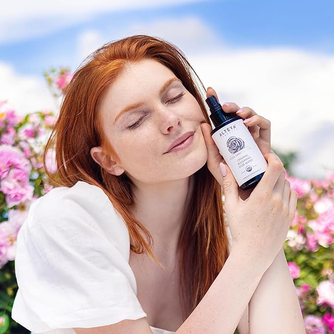 Alteya High-Potency Rose Water USDA Organic Facial Toner, 3000 Roses in a Bottle, 3.4 Fl Oz/100mL Pure Bulgarian Rosa Damascena Flower Water, Award-Winning Moisturizer in Miron Biophotonic Glass