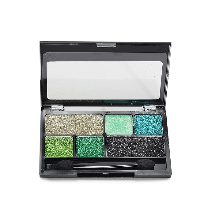 BYS Glitter Glitz Gel for Eyes and Face 6 Shade Makeup Palette - Paradise Greens